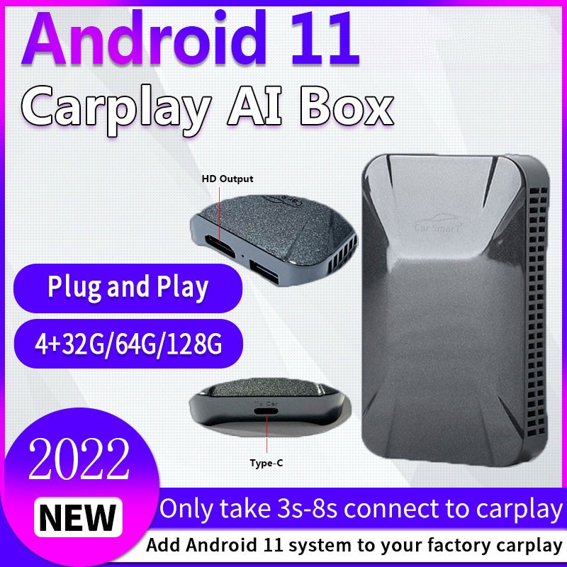 Wireless CarPlay Ai Box Android 11 Android Auto Youtube Netflix Play for VW Ford Mercedes Audi Porsche Volvo Nissan Kia Toyota