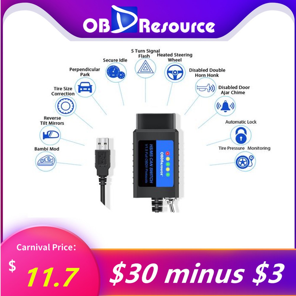 OBDResource ELM327 USB V1.5 FORScan لفورد مازدا لينكولن الزئبق الترميز ELMconfig FoCCCus HS MS يمكن التبديل F150 F250 F350 F450