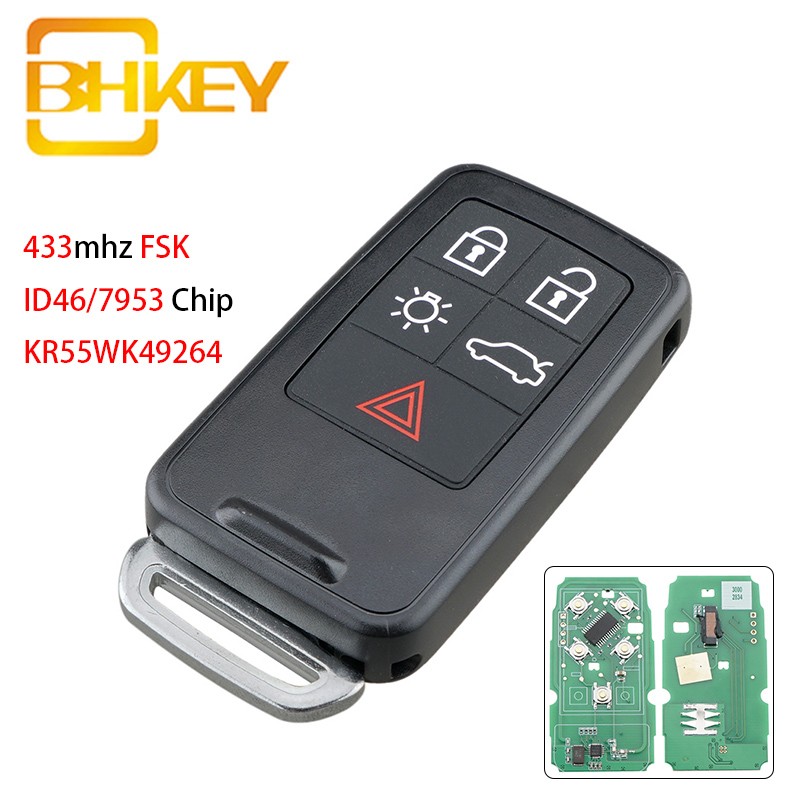 Remote Key for Volvo Smart Car Key Fob KR55WK49264 for Volvo XC60 S60 S60L V40 V60 S80 XC70 KYDZ ID46/7953 Chip 433Mhz