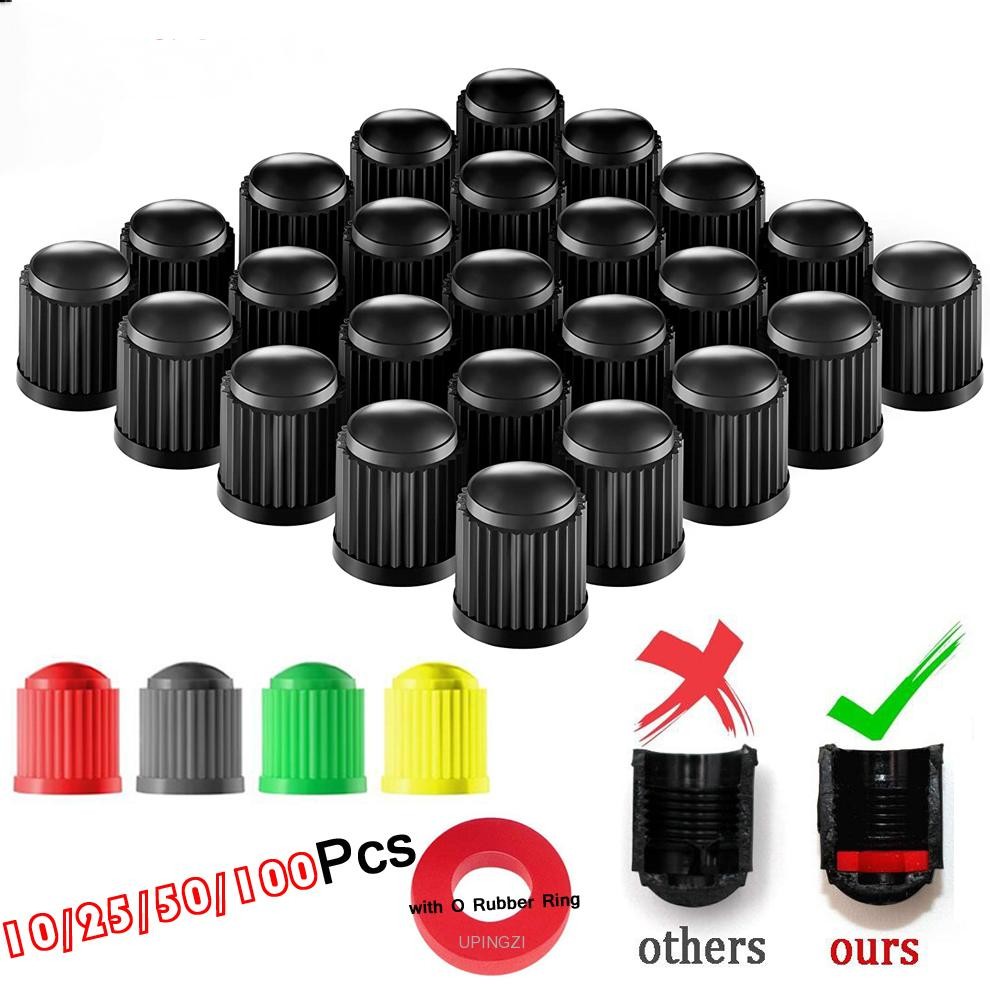 100 pcs Wheel Tire Valve Covers, Universal With O-Ring Rubber Rings For Cars, , Motorcycles, Trucks,SUVs, Bicycles and Bicycles