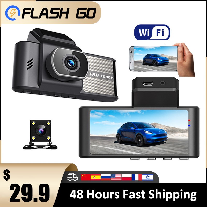 Car DVR 2 Channel Dash Cam Built in WiFi Sony Dash Camera Sensor Rear View Camera Car Video Recorder 1080P 24H Parking DVR