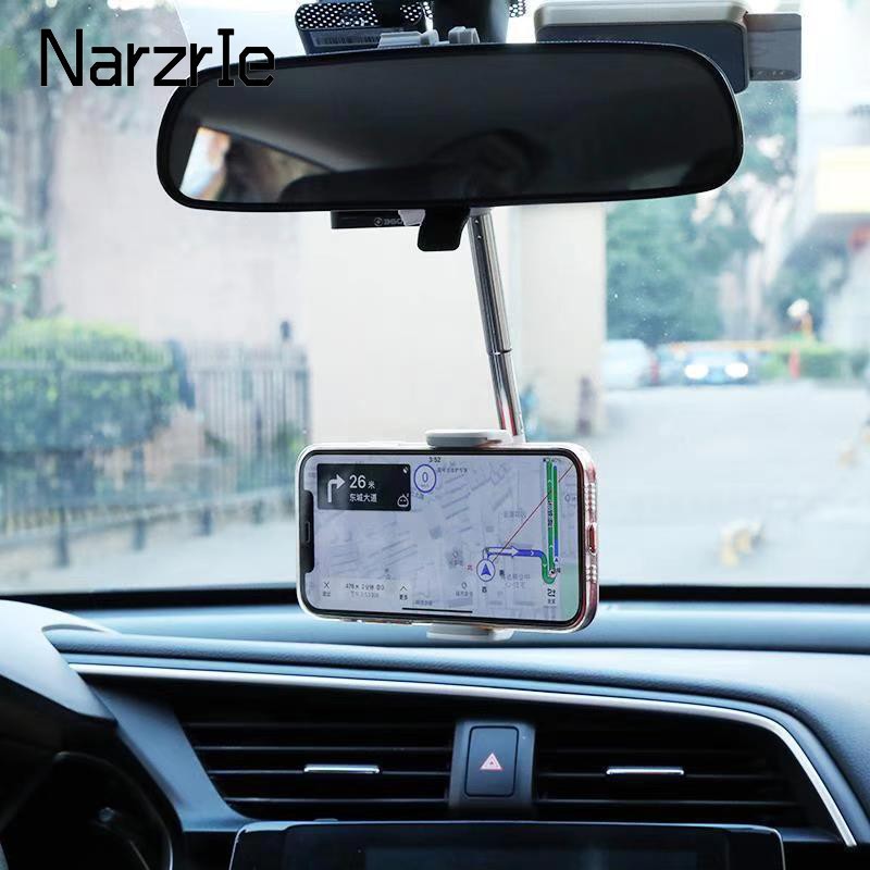 360 Degree Car Rearview Mirror Mount Phone Holder for iPhone 12 GPS Seat Smartphone Car Phone Holder Adjustable Support Stand