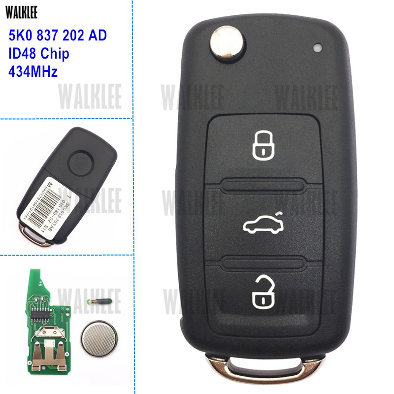 Wockley Remote Control For VW/VW 5K0837202AD Beetle/Caddy/Eos/Golf/Jetta/Polo/Scirocco/Tiguan/Touran/UP 5K0 837 202 AD 202AD