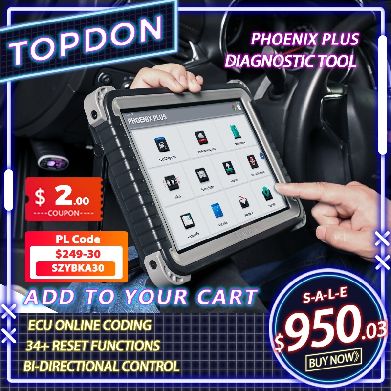 TOPDON Phoenix Plus Car Diagnostic Scanner Automotive Scanning Professional Auto Diagnostic Diagnostic ECU Coding 2 Years