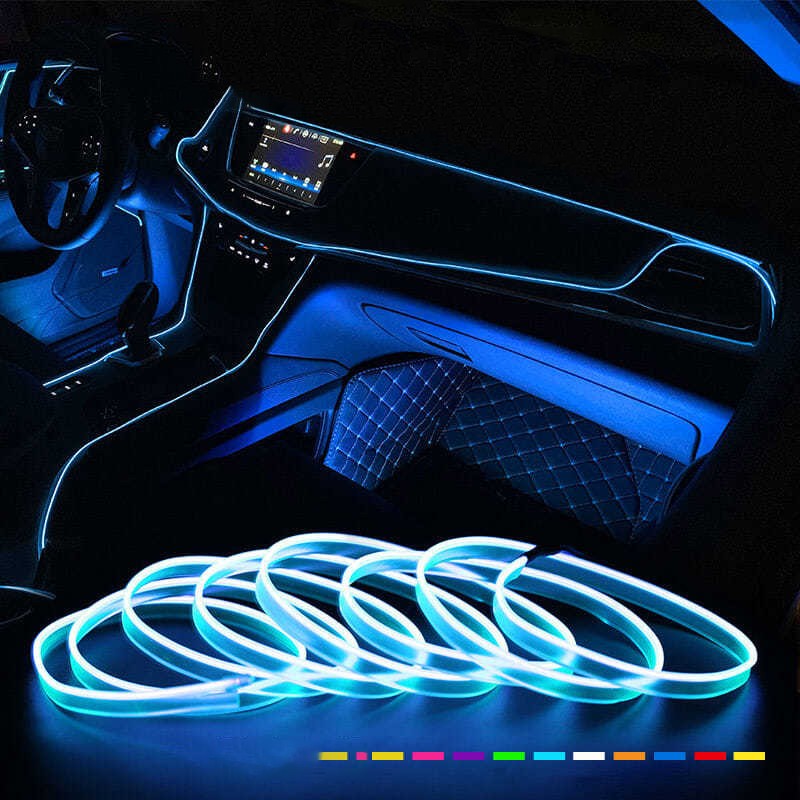 Car Interior EL Wire Ambient LED Flex RGB Strip Auto Flexible Atmosphere Nino Soft Tube USB Lamp Light Strip Rope Sticker Lamp