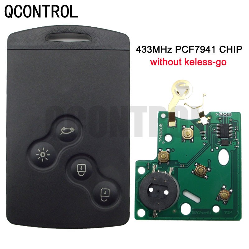 QCONTROL 4 أزرار سيارة مفتاح بعيد دعوى لرينو ميجان 433MHz PCF7941 رقاقة دون مفتاح الذهاب