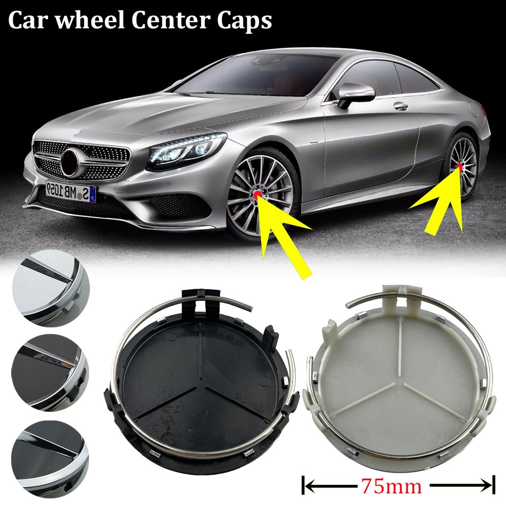 20pcs 75mm Glossy Black Silver Wheel Center Cap Cover Hub Emblem Badge Emblem For Mercedes Benz G M R S Car Styling Accessories