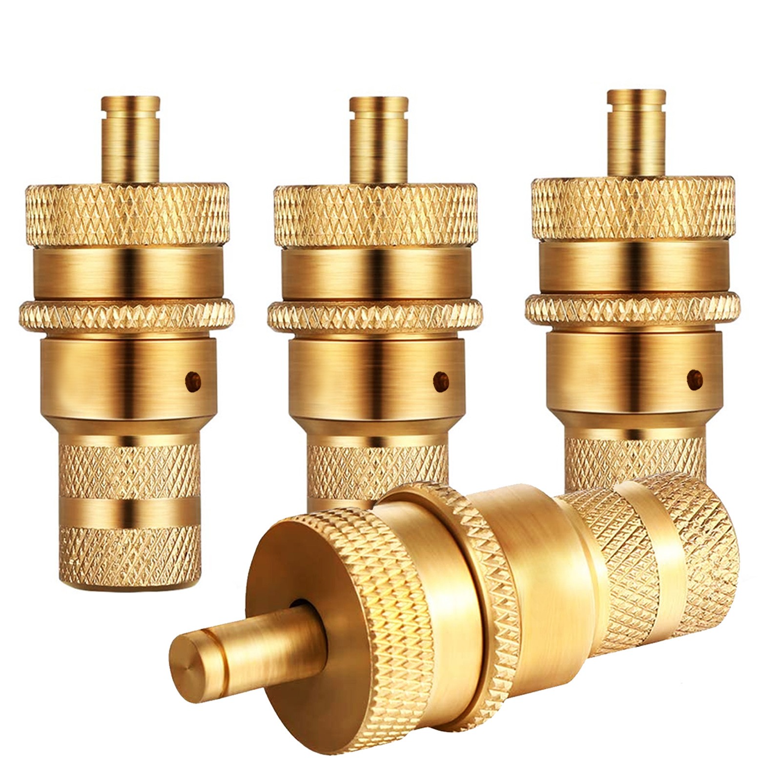 4pcs Universal Off-road Brass Tire Deflators Kit Automatic 6-30psi Tire Pressure Relief Valve Deflators Bleeder Valve Set