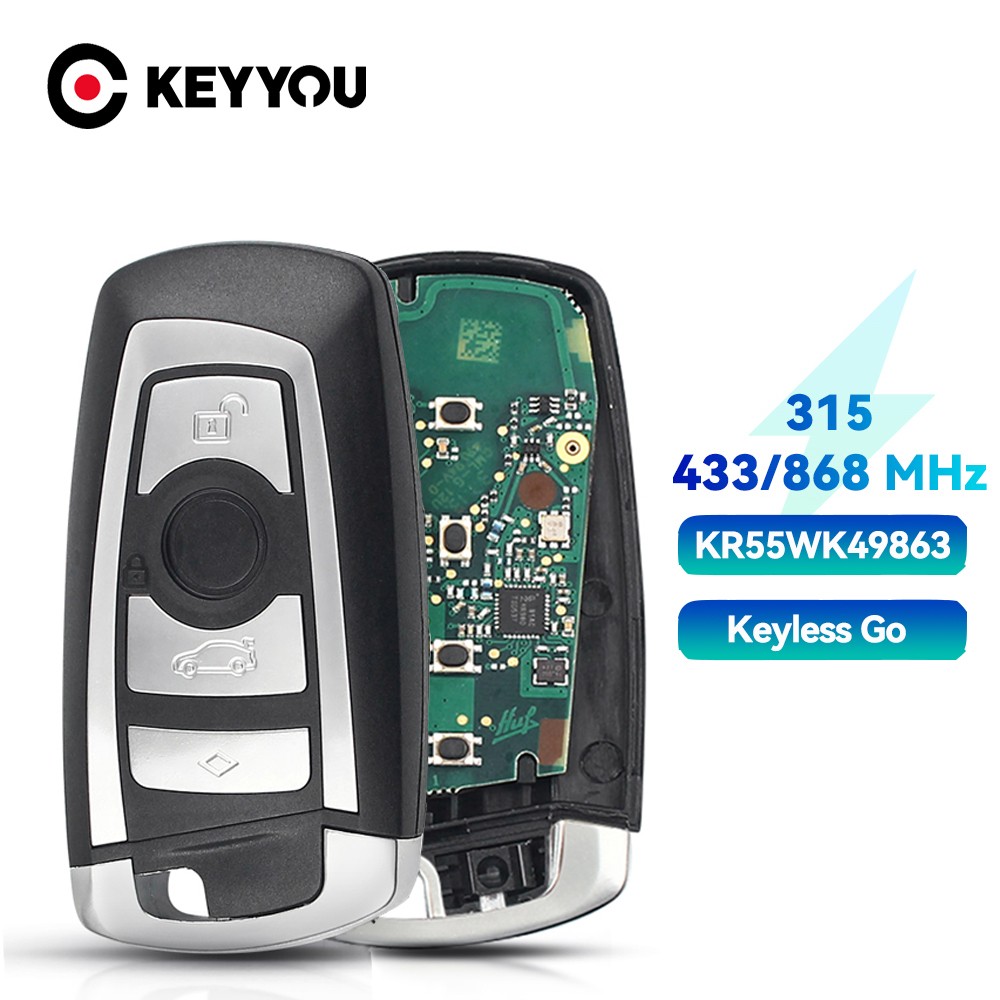 KEYYOU مفتاح ذكي سيارة مفتاح بعيد KeylessGo 4 أزرار 315/433/868Mhz فوب KR55WK49863 لسيارات BMW 3 5 7 سلسلة 2009-2016 CAS4 F النظام