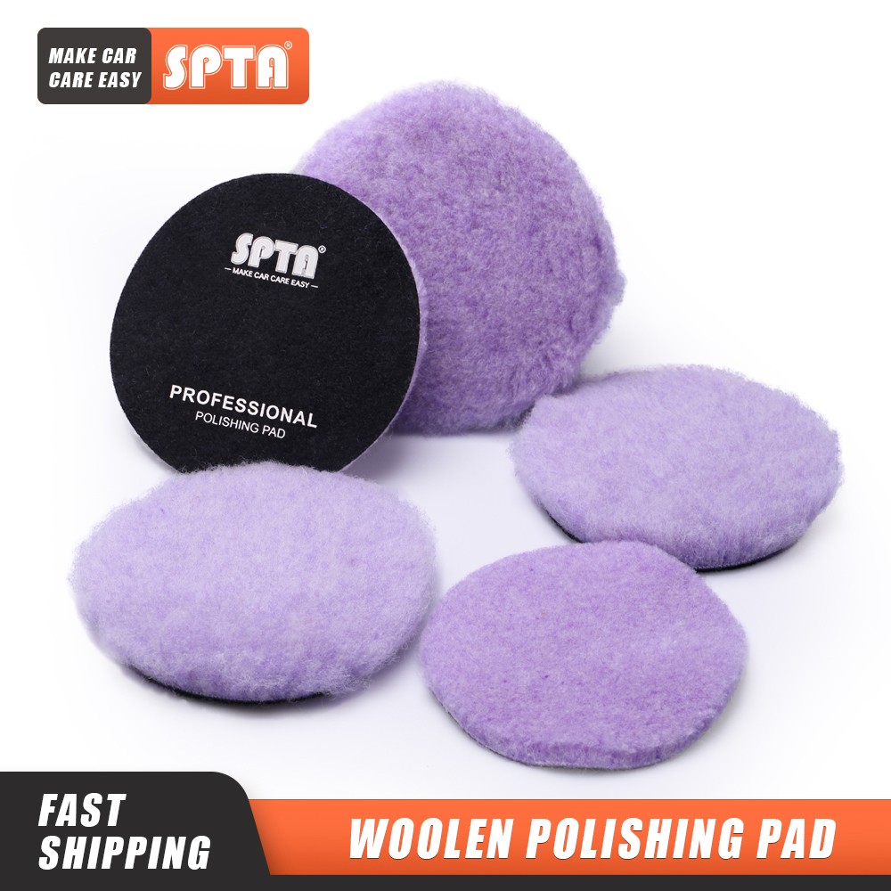 (Wholesale 2pcs and 5pcs) SPTA 3"/5"/6" Purple Lambs Wool Pad High Density Wool Polish Buffing Pad for Car Polishing