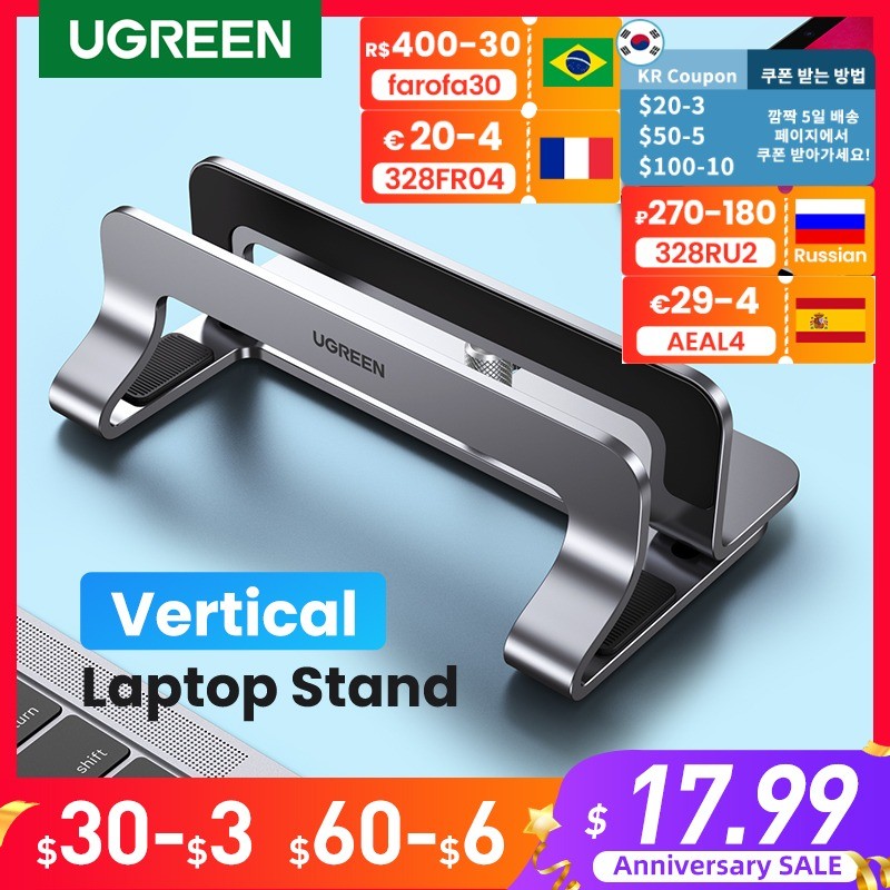 UGREEN Vertical Laptop Stand Holder for MacBook Air Pro Aluminum Foldable Notebook Stand Laptop Support MacBook Pro Tablet Stand