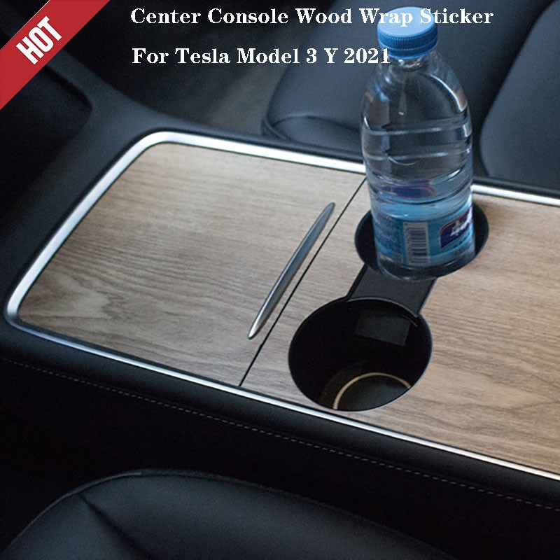 For Tesla Model 3 Y 2020-2022 Wood Wrap Center Console PVC Grain Console Sticker