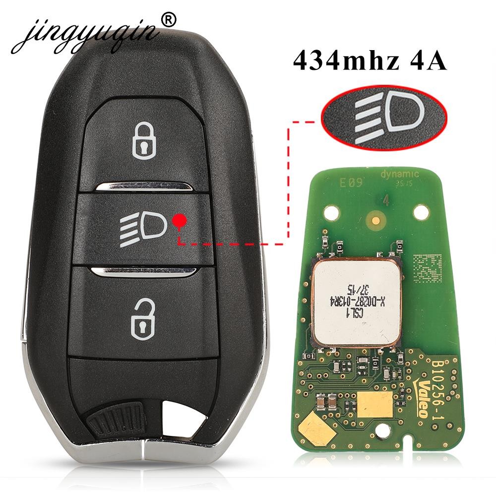 jingyuqin 434Mhz FSK 4A Remote Car Key Chip For Peugeot 3008 5008 2016 Citroen C3 C5 Smart Control Keyless Entry Fob Headlight