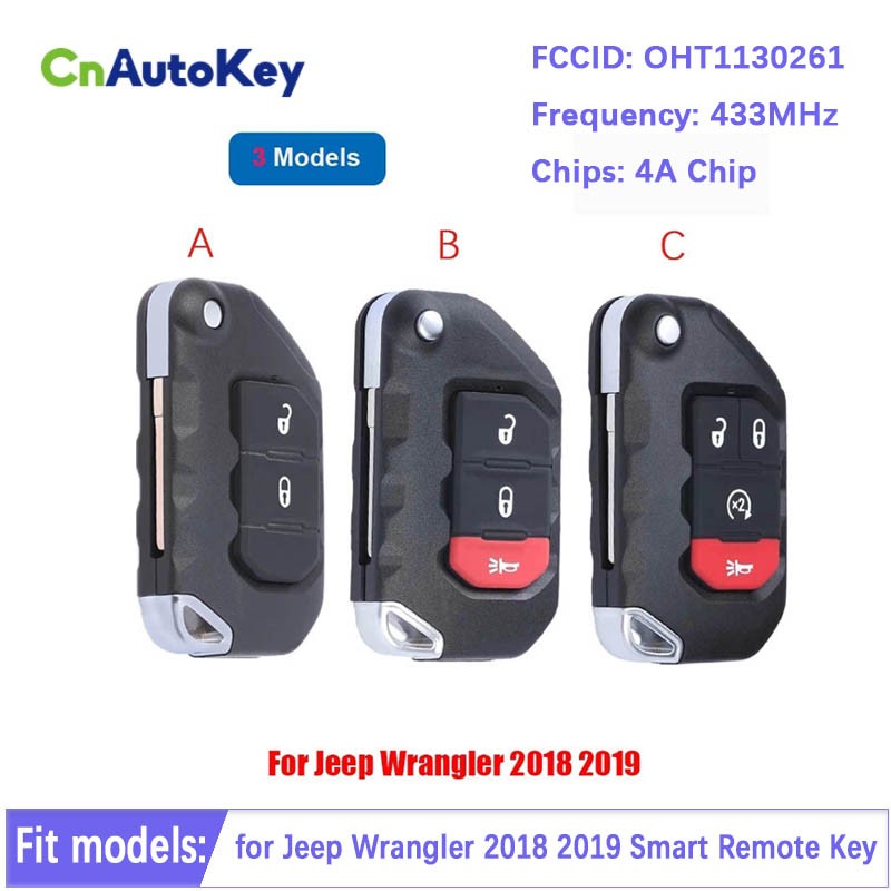 CN086041 For Jeep Wrangler 2018 2019 Smart Remote Car Key Fob OHT1130261 433MHz 4A Chip 68416784AA