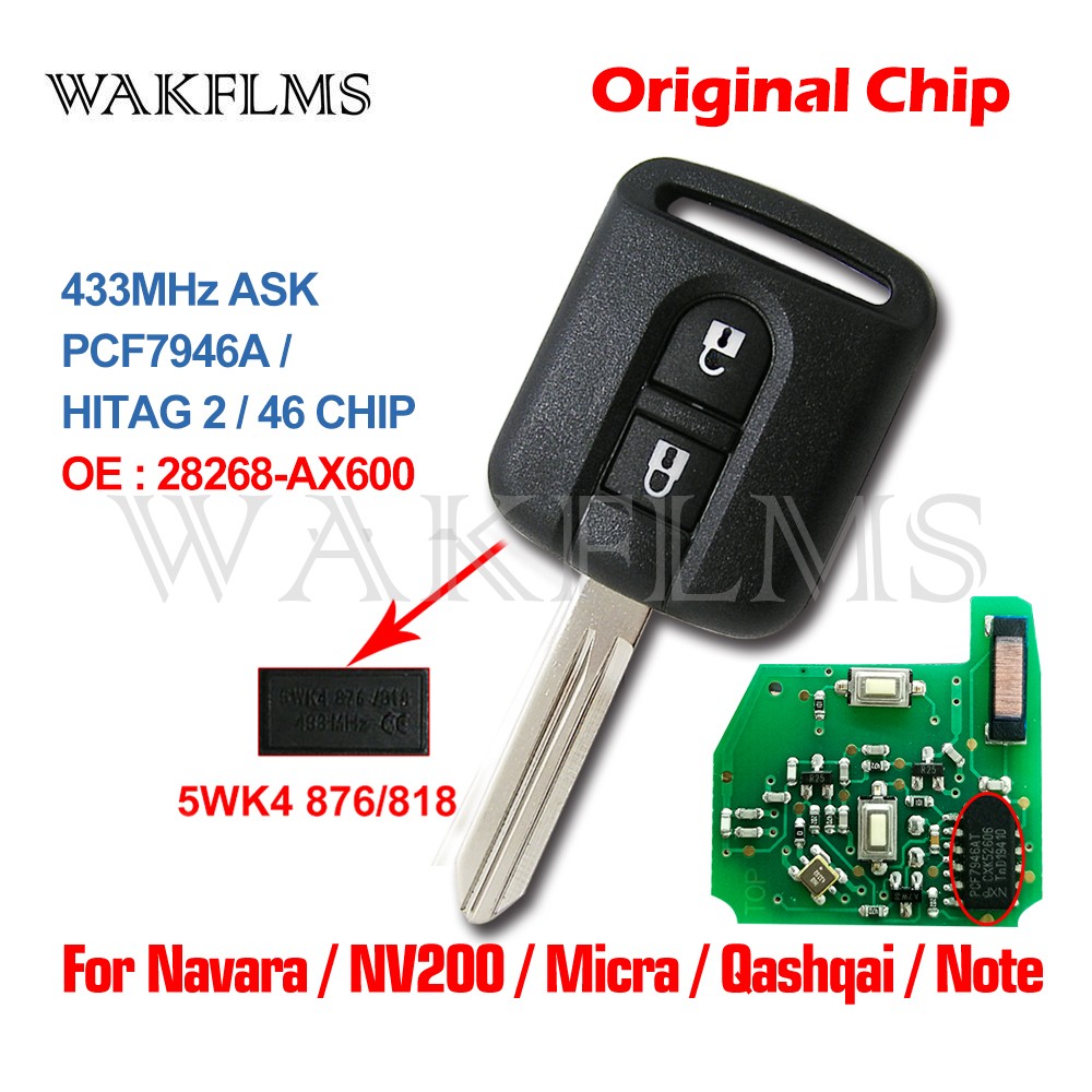 5WK4 876/818 Remote Key Fob for Renault Maxity Nissan Qashqai Elgrand X-TRAIL Navara Micra K12 Note Cabster NV200 Pathfinder