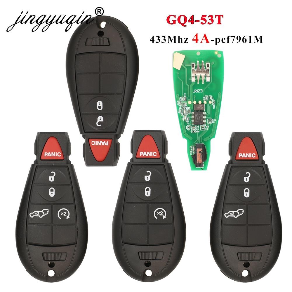 Jingyuqin GQ4-53T فوبيك البعيد مفتاح السيارة فوب 433 ميجا هرتز 4A رقاقة ل دودج رام جيب شيروكي الرياضة KL كرايسلر تاون و البلد 2014 +