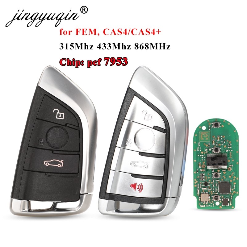 Jingyuqin الذكية 3/4 زر 315mhz 433mhz 868MHZ مفتاح بعيد دخول بدون مفتاح فوب لسيارات BMW F CAS4 5 7 سلسلة X5 X6 2014 2015 2016 pcf7953