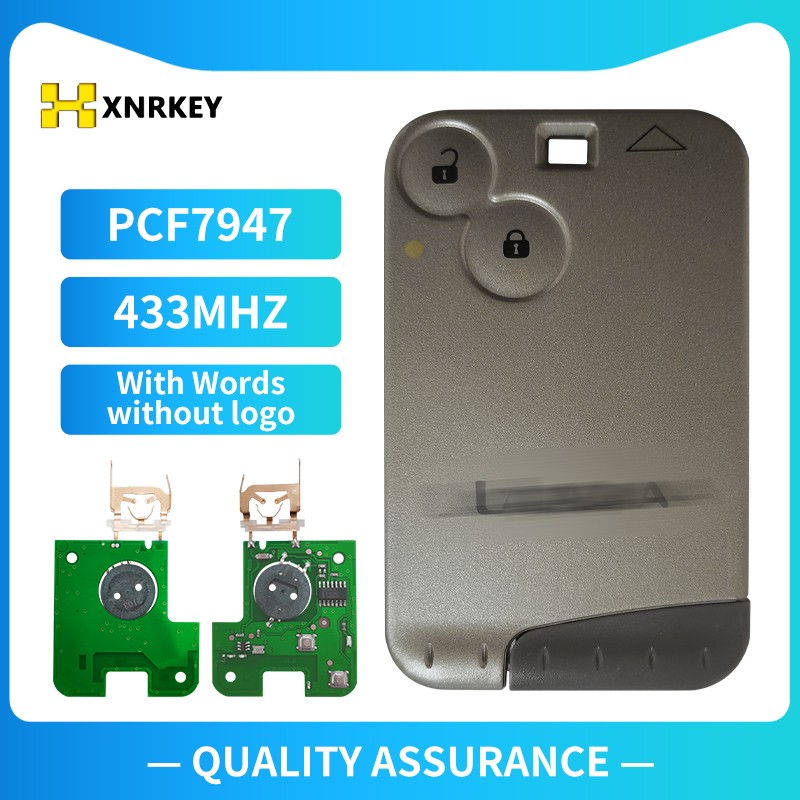 XNRKEY 2 زر 433MHZ الأصلي PCF7947 رقاقة بطاقة عن بعد لبطاقة رينو لاغونا مع شفرة رمادية مع فروتس