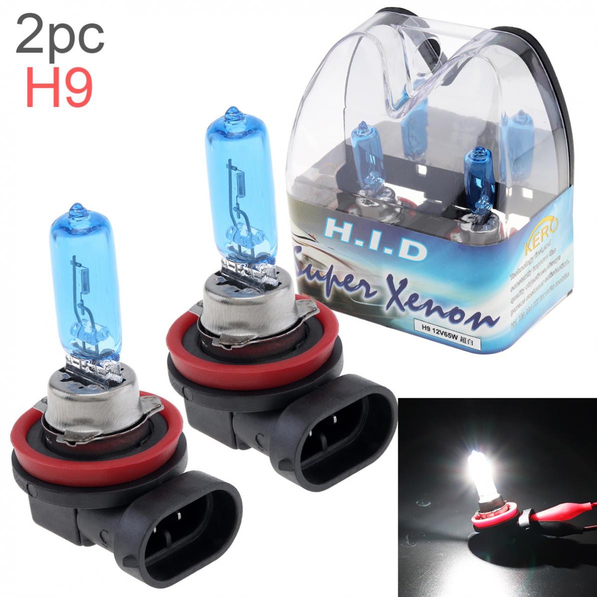 Car Headlight Bulb White Halogen Xenon Fog Lamp Car Headlight 12V H9 65W 6000K 2pcs