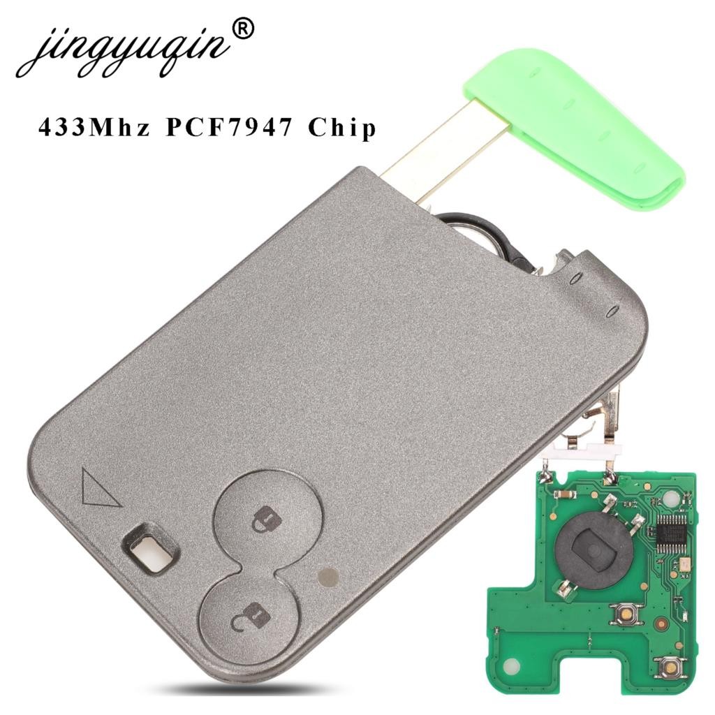 jingyuqin 2 Button Remote Key PCF7947 Chip 433Mhz Suit For Renault Laguna Espace 2001-2006 Smart Card Remote Fob Car Styling