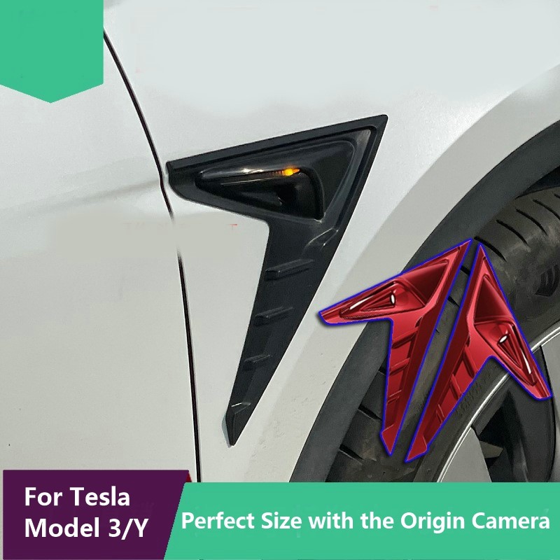 Tesla Model 3 Model Y 2022 Camera Wings Car Side Wing Panel Cover Spoiler Dust Cover Decoration Accessories Modification