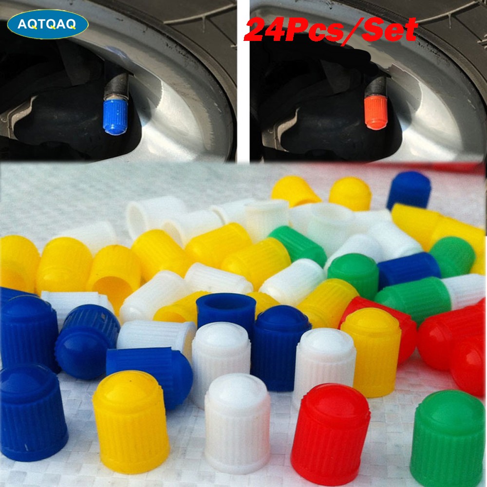 24pcs/set Plastic Car Truck Bike Tire Tire Wheel Valve Stem Caps Dust Covers Auto Motorcycle Airtight Stem Air Caps High Quality