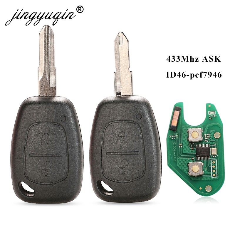 jingyuqin 2 Button Car Remote Key 433mhz ID46 Transmister Chip For Renault Traffic Master Vivaro Movano Kangoo Ne73 VAC102 Blade