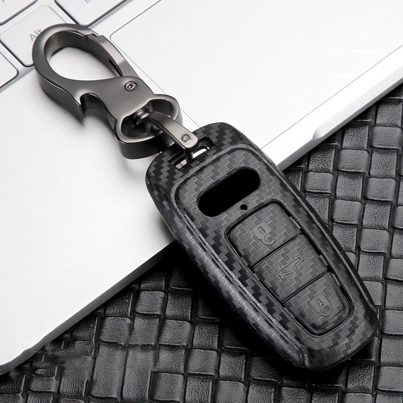 ABS Carbon Fiber Car Key Case Cover For Audi A3 A4 B9 A6 C8 A7 S7 4K A8 D5 S8 Q7 Q8 SQ8 E-tron 2018 2019 2020 2021 Accessories