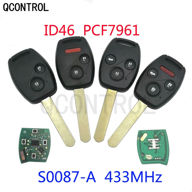 QCONTROL مفتاح بعيد لهوندا S0087-A أكورد عنصر الطيار سيفيك CR-V صالح إنسايت مدينة جاز أوديسي ID46 رقاقة 433 ميجا هرتز HR-V