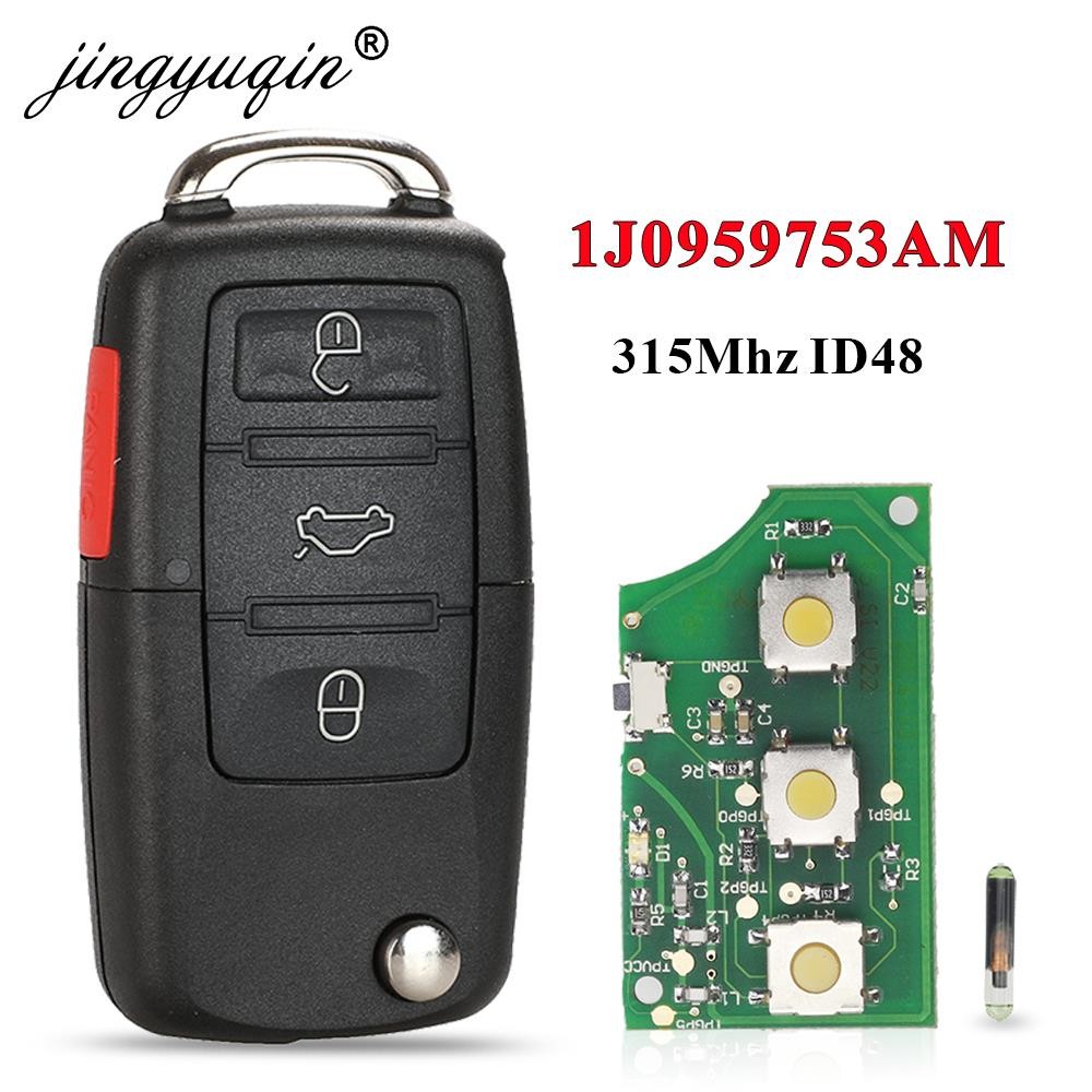 jingyuqin - Car Remote Key, 1J0959753AM Car Key for Volkswagen Beetle Golf Passat Jetta 315MHz ID48 1J0 959 753 AM 5FA008399-30 2000-2006 Key Fob