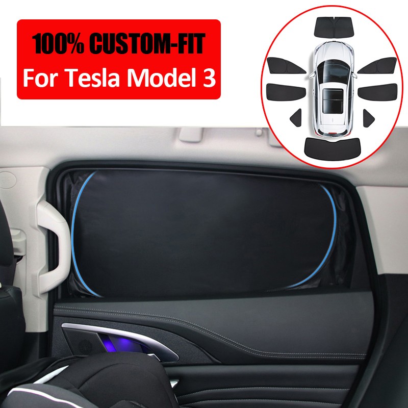 Sunshade For Tesla Model 3 2022 Car Accessories Side Window Sun Shade Privacy Louver Blinds Shade Net Rear Windshield