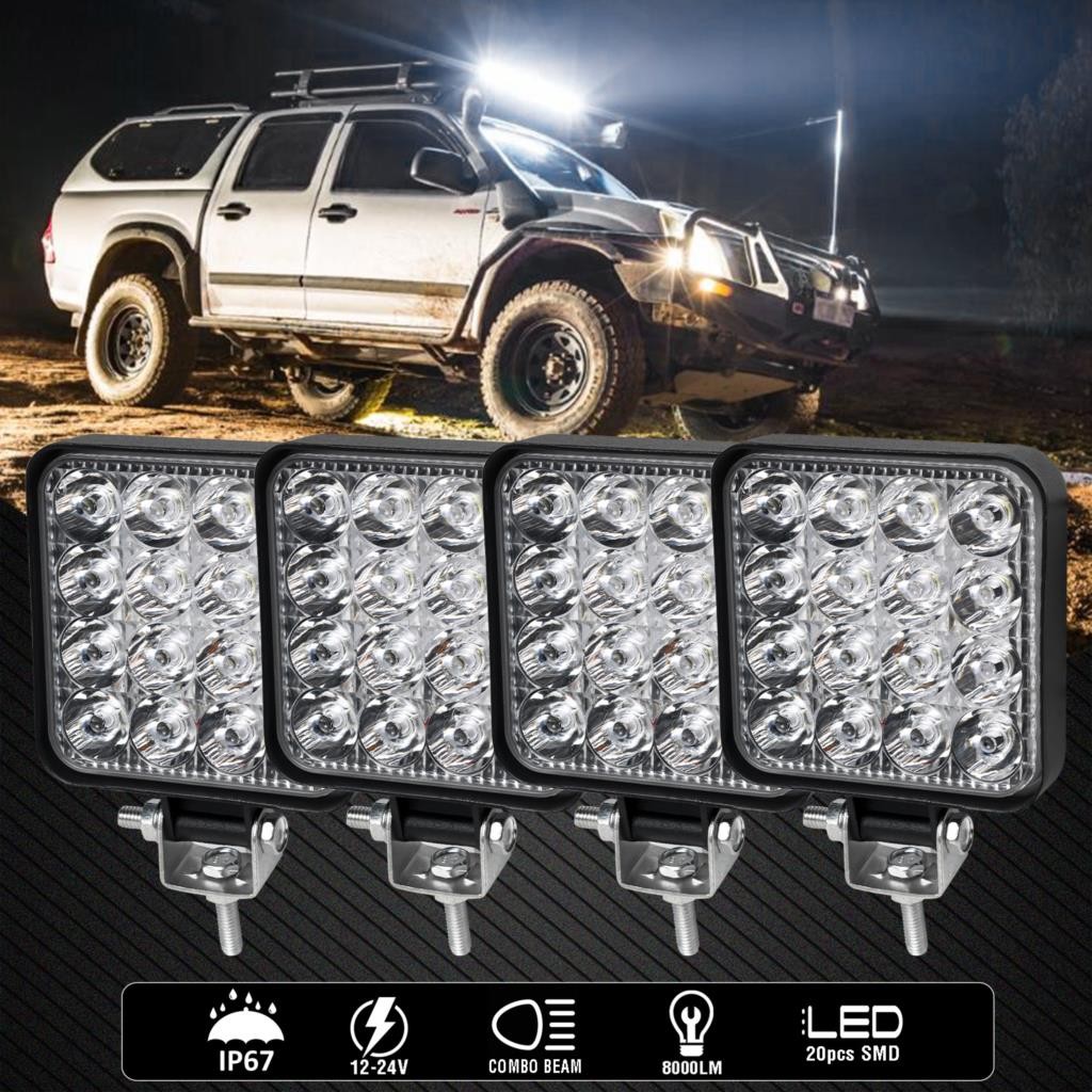 4x LED Work Light Bar 48W Spot Flood Light Driving Daytime Running Work Lamp Home Lighting Garden Backyard Indoor