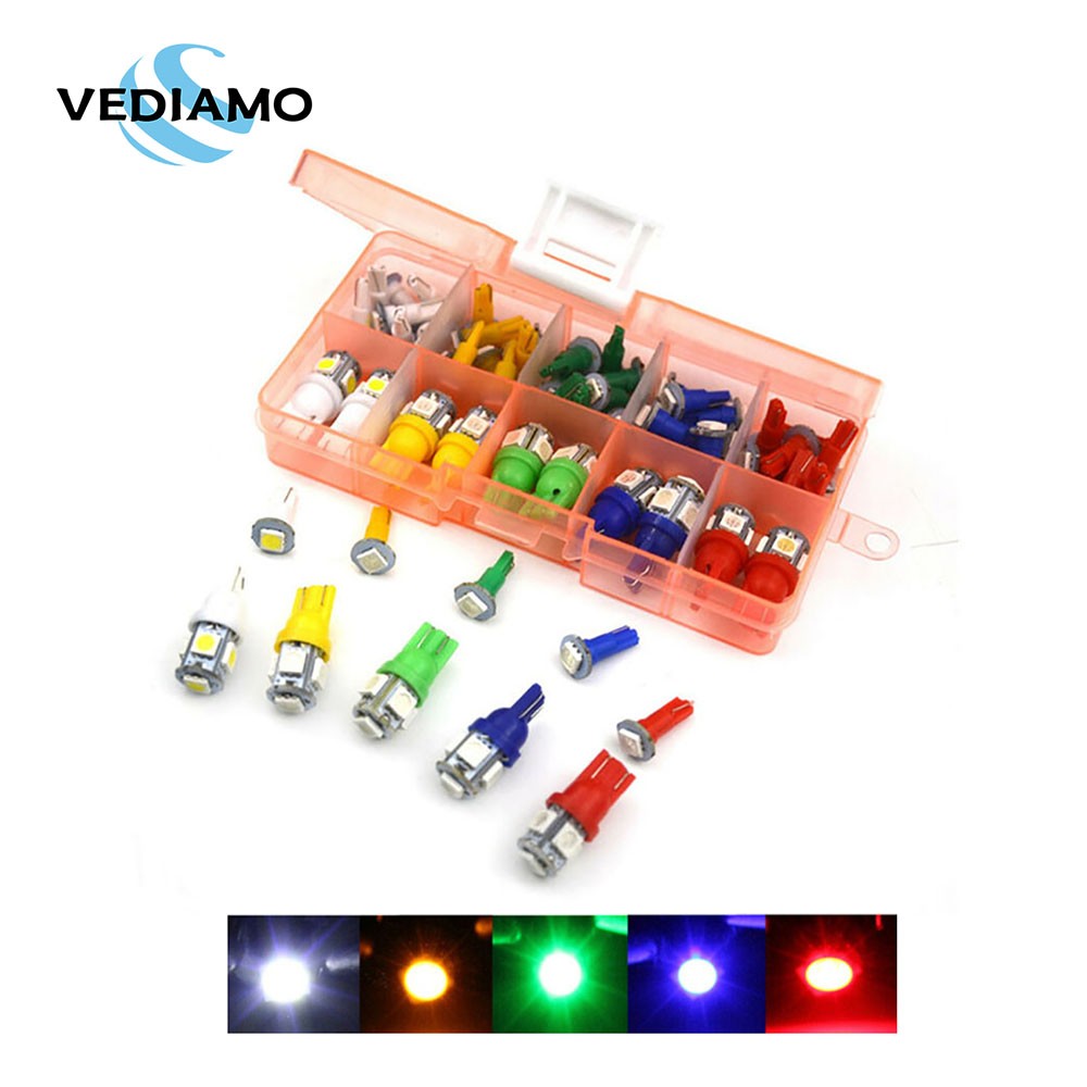 40pcs Car Instrument Lamp T5 T10 LED Car Dashboard Indicator Light LED 5050 Bulb SMD Car Atmosphere Ambient Interior Light 12V