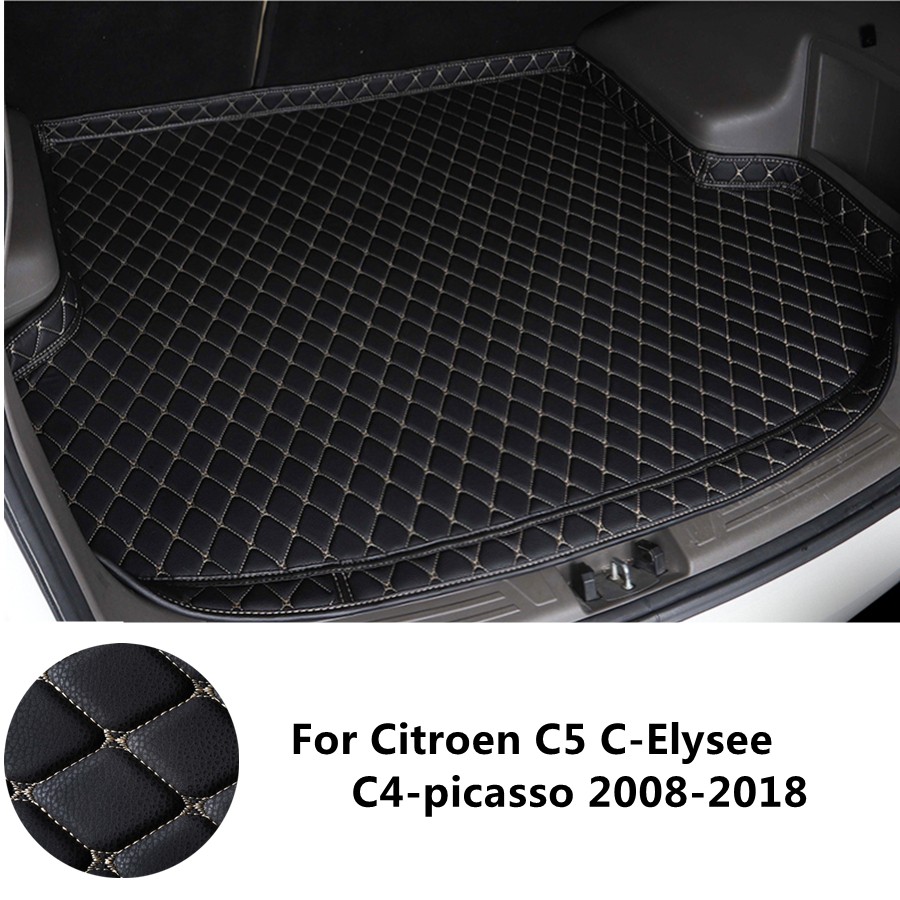 SJ 6 Colors Waterproof Car Trunk Mat Boot Tray Liner Rear Cargo Pad Fit For Citroen C-Elysee C5 C4 Picasso (2008-2018 Year)