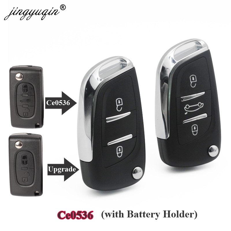 jingyuqin - Car Remote Key Case, Adjustable, For Peugeot 2/3, 307, 408, Citroen C2, C3, C4, C5, HU83/VA2, CE0536 Blade, 308 BTN