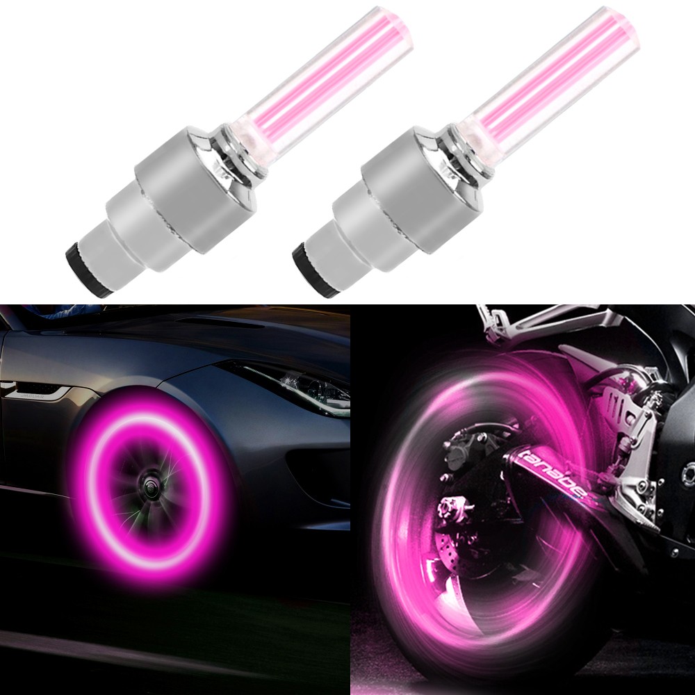 2pcs Universal Car Wheel LED Light Motorcycle Tire Lights Valve Cap Decorative Lantern Led Tire Valve Cap Flash Spoke Neon Lamps