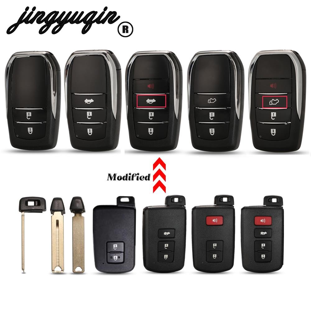 jingyuqin 2/3/4 Buttons Remote Control Key For Toyota Fortuner Prado Camry Rav4 Highlander Crown Housing Case Smart Keyless