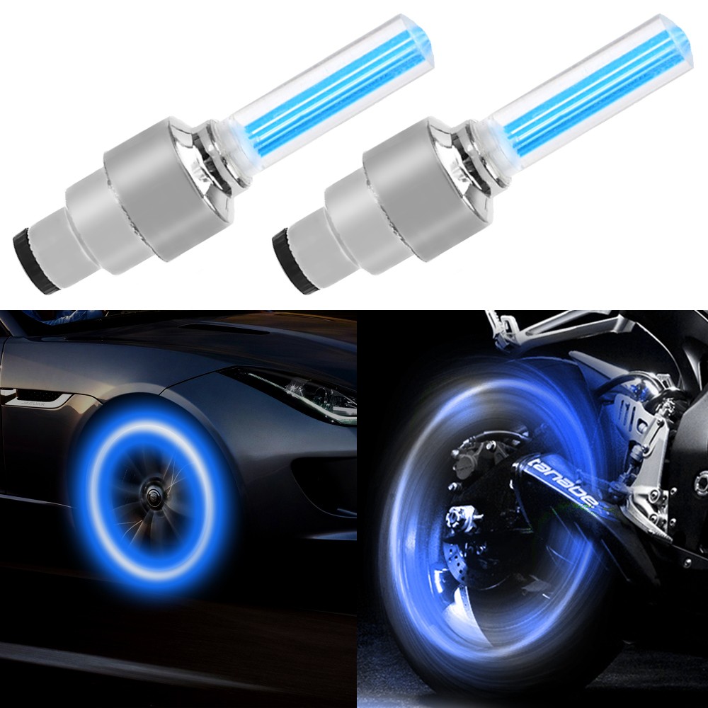 2pcs Atmosphere Welcome Light Hub Lamp Auto Car Wheel Light Moto Bike Light Tire Valve Decorative Valve Cap Flash Spoke Led Neon