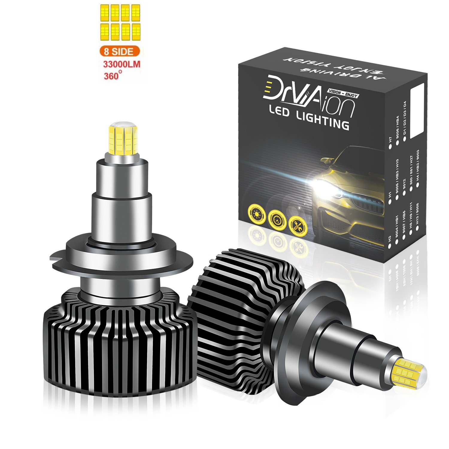 New 3D 360 H11 h8 LED Headlight Bulbs 12V 24V 120W 30000LM Diode LED Bulbs h1 H7 9005 9006 H4 for Cars High Beam Dipped Beam