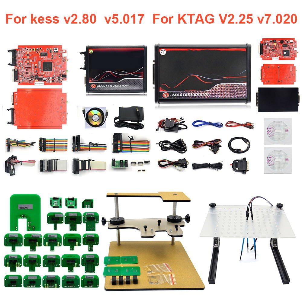 KESS KTAG KESS V5.017 الأحمر PCB K-T..V7.020 4 LED ماستر K-TAG 2.25 7.020 LED BDM الإطار ECU رقاقة ضبط أداة Kess 5.017 2.80 BDM