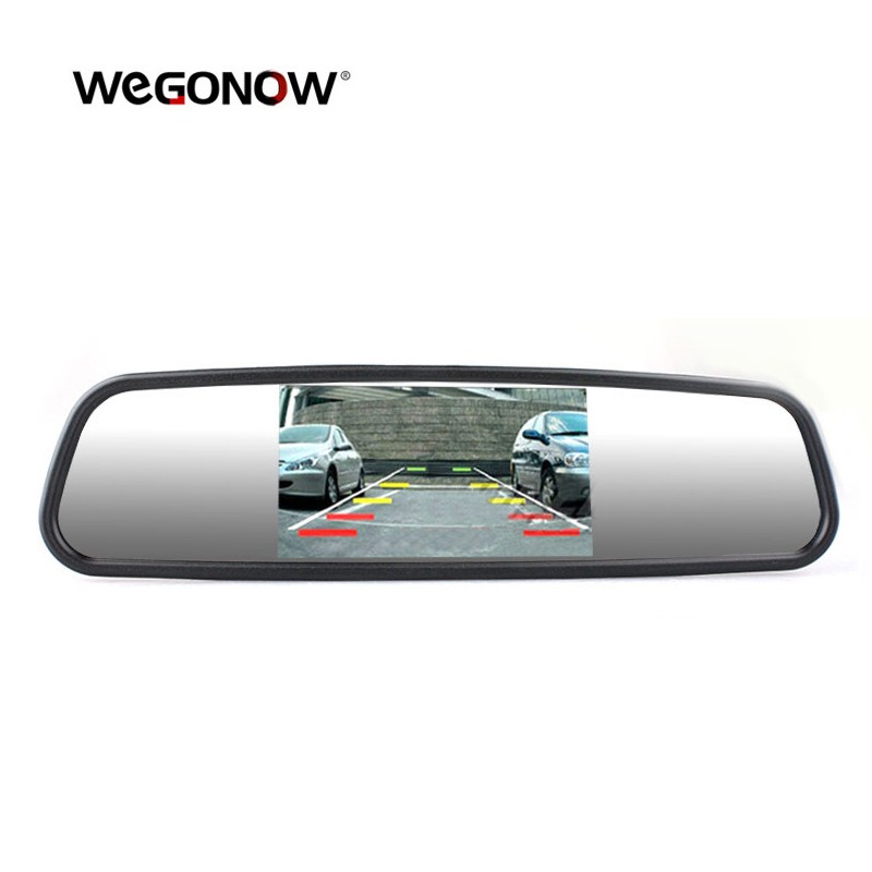 Parking Assistance System 4.3 Inch TFT LCD Monitor Rear View Mirror With 4 LED Lights Car Rear View Camera