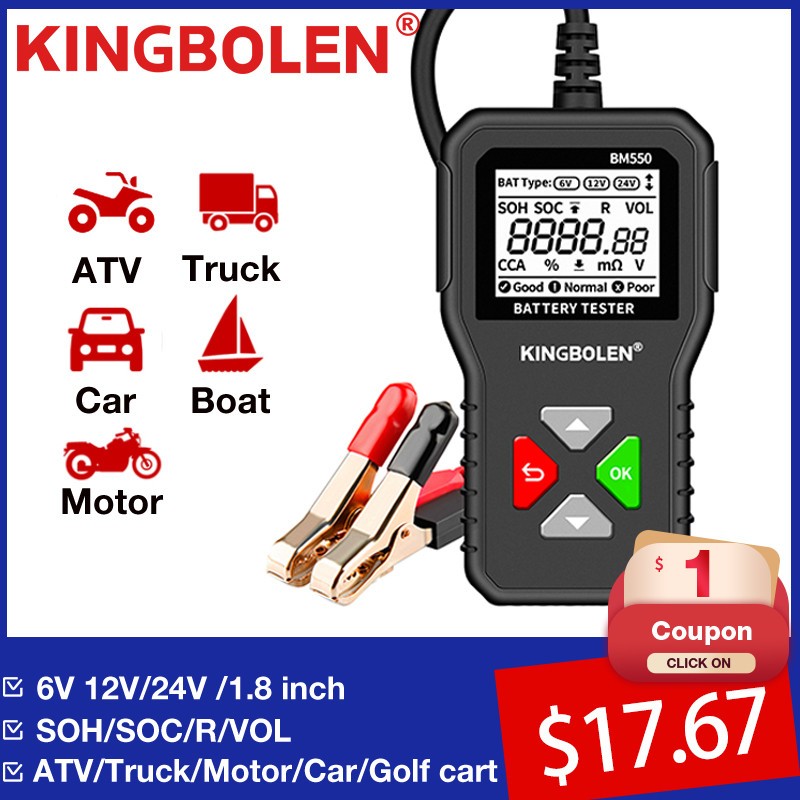 BM550 سيارة جهاز اختبار بطارية OBD2 6V 12V 24V 100-2000 CCA 2Ah-220Ah نظام البطارية كشف السيارات مُحلل بطارية تشخيص أداة # KL1