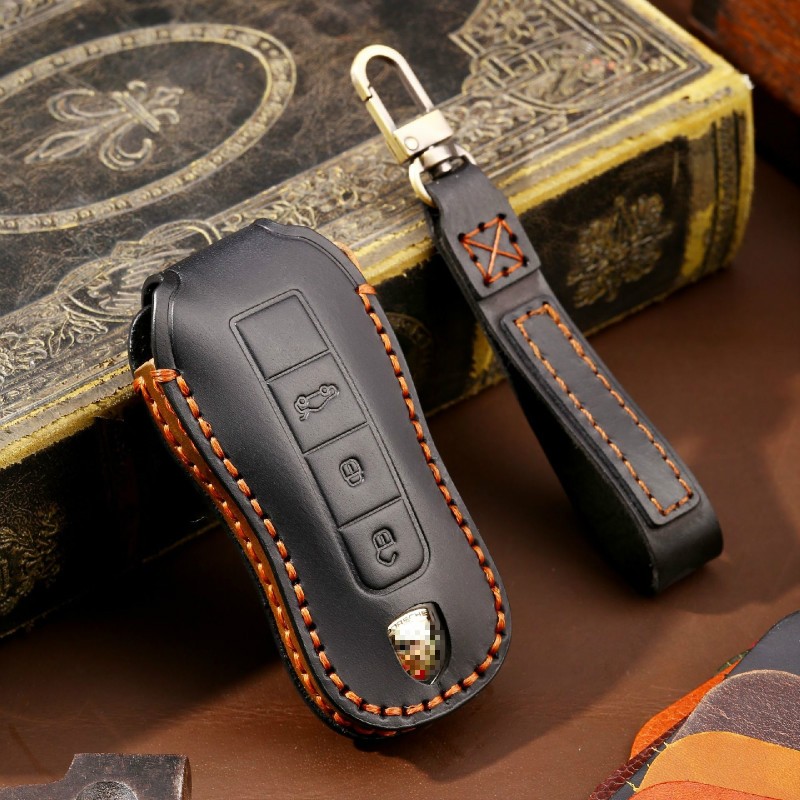 New Luxury Genuine Leather Car Key Cover Case For Porsche Macan 718 Cayenne Palmer Lamela 911 Keychain Holder Car Accessories