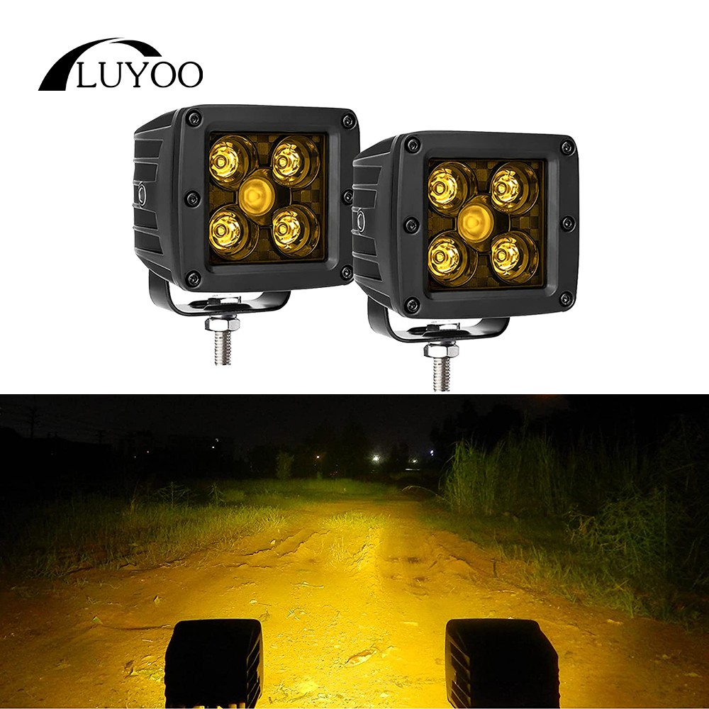 Luyoo 3 بوصة LED مكعبات ضوء 12 فولت 24 فولت العنبر 3000K Led قضيب مصابيح عملي لشاحنة سيارة Atv 4x4 UTV قارب بقعة القيادة الطرق الوعرة الضباب الخفيف