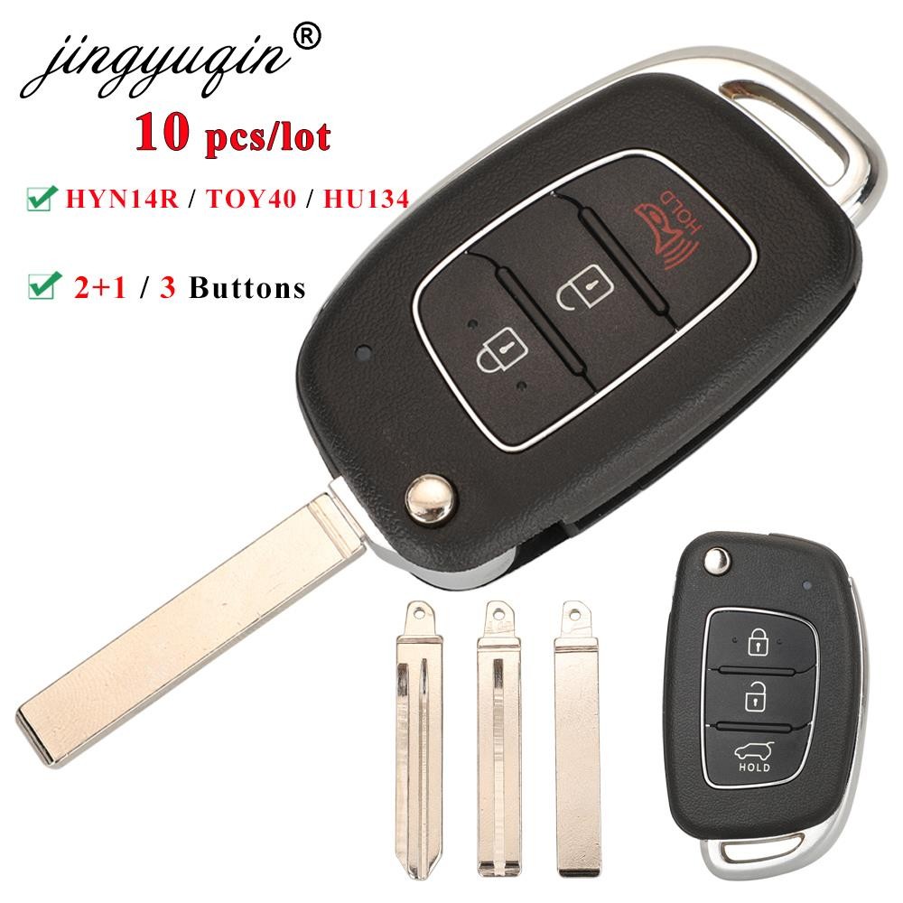 jingyuqin 10pcs Remote Car Key Flip Shell For Hyundai Santa Fe Creta Elantra Verna Solaris IX25 IX35 IX45 HB20 Horizontal Blade