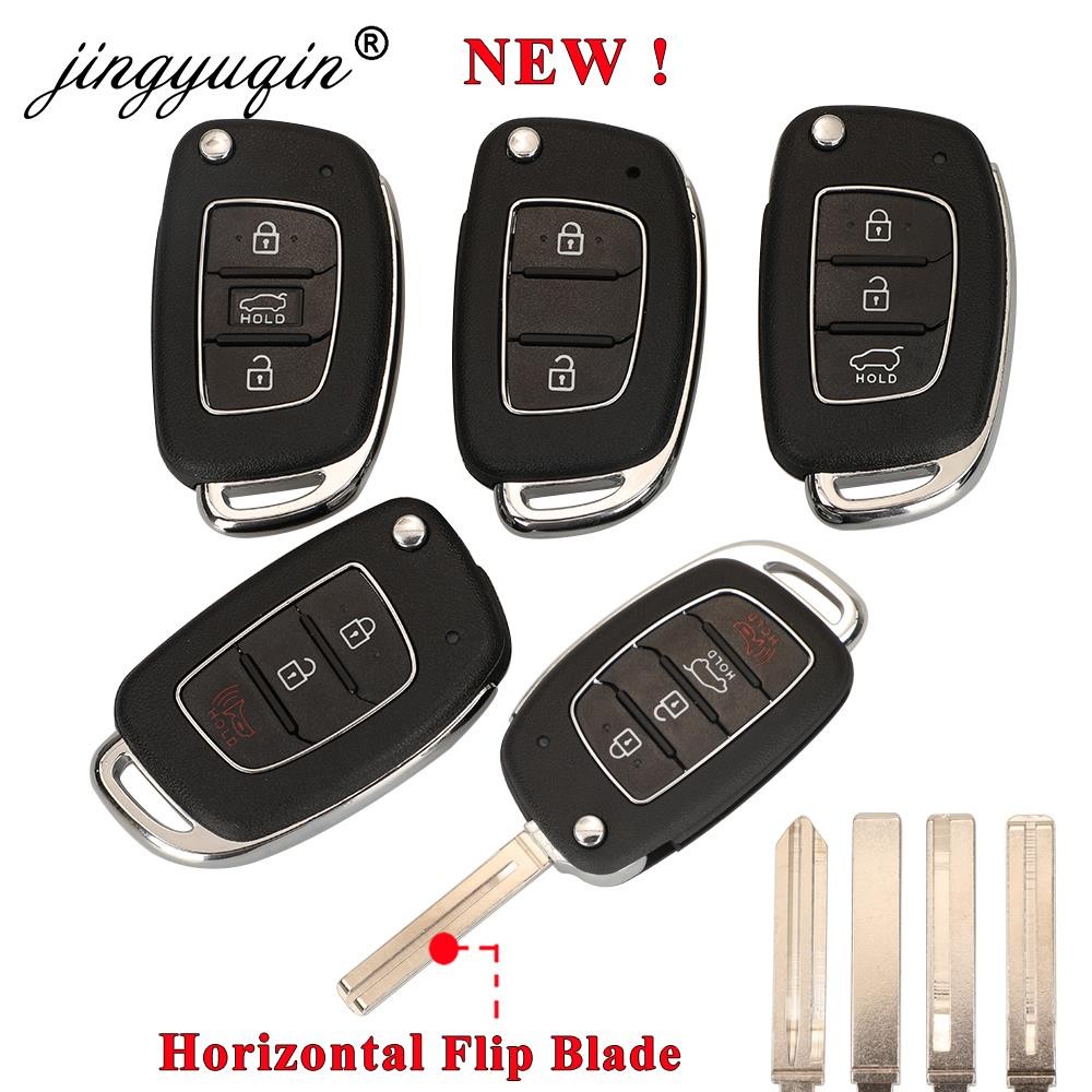 jingyuqin Horizontal Flip Remote Car Key Shell For Hyundai Solaris Creta Ix25 Kona Tucson Sonata I40 Elantra Ix35 I20 Ix45 2019