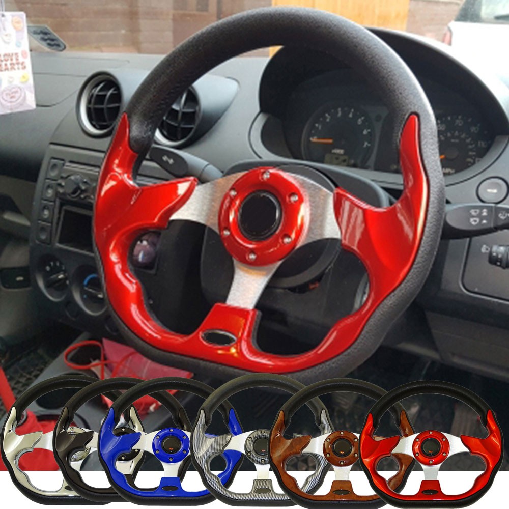 Universal 13" 320mm racing sport car steering wheel with horn button carbon fiber