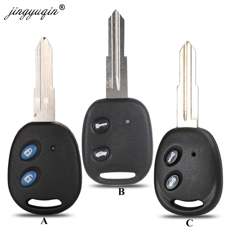 jingyuqin For Chevrolet Lova Sail Epica Lychee Spark Remote Key 2 Buttons Uncut Brass Blank Blade Key Shell Replacement