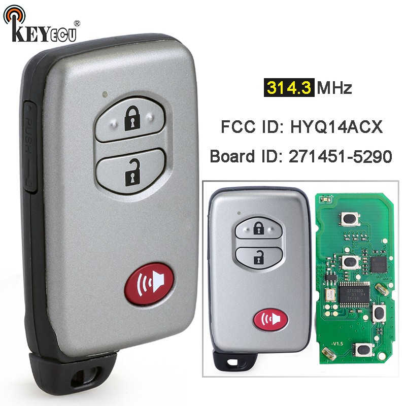 KEYECU 314.3MHz مجلس ID: 27145-5290 HYQ14ACX البطاقة الذكية مفتاح بعيد فوب لتويوتا بريوس C V 4 عداء Venza 2009-2019