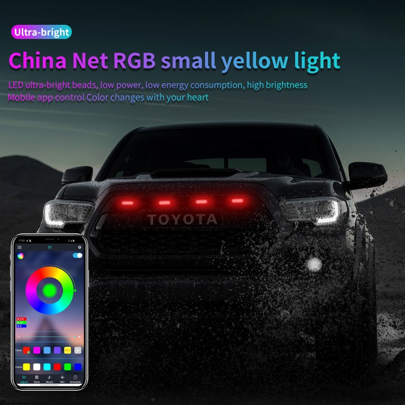 Car Accessories Front Grille LED Light For Off-road Pickup SUV Explosion Flashing Lights Warning Daytime Running Control By Phone App